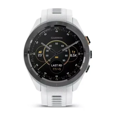 Смарт-часы Garmin Approach S70, 42 мм, 115–185 мм, Bluetooth, Black Ceramic White, белый