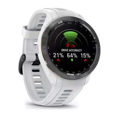 Смарт-часы Garmin Approach S70, 42 мм, 115–185 мм, Bluetooth, Black Ceramic White, белый