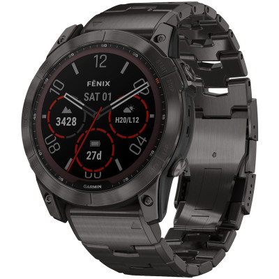 Смарт-часы Garmin Fenix 7X Pro Sapphire Solar, 51 мм, Bluetooth, Carbon Gray, Темно-серый титан