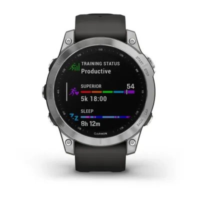 Garmin Fenix 7 47 мм, Silver With Graphite Band