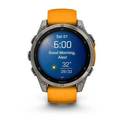 Garmin Fenix 8 47 мм, Bluetooth, титановый серый с оранжевым Garmin Fenix 8 47 мм, Bluetooth, титановый серый с оранжевым