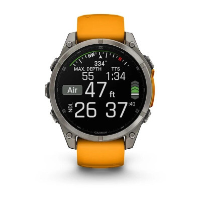 Garmin Fenix 8 47 мм, Bluetooth, титановый серый с оранжевым Garmin Fenix 8 47 мм, Bluetooth, титановый серый с оранжевым