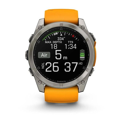 Garmin Fenix 8 51 мм, Bluetooth, титановый серый с оранжевым Garmin Fenix 8 51 мм, Bluetooth, титановый серый с оранжевым