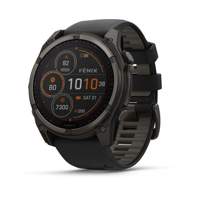 Смарт-часы Garmin Fenix 8, 51 мм, Bluetooth, Solar Sapphire Titanium Carbon Gray, титановый угольно-серый с солнечной зарядкой