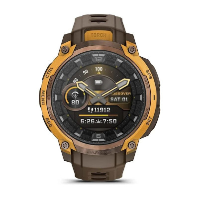 Смарт-часы Garmin Instinct Crossover AMOLED, 46 мм, Bluetooth, Bronze/Sunburst Cocoa, коричневый