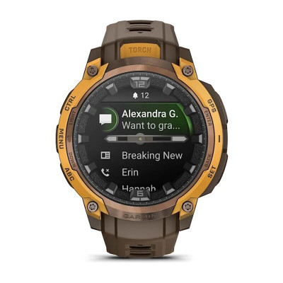 Смарт-часы Garmin Instinct Crossover AMOLED, 46 мм, Bluetooth, Bronze/Sunburst Cocoa, коричневый