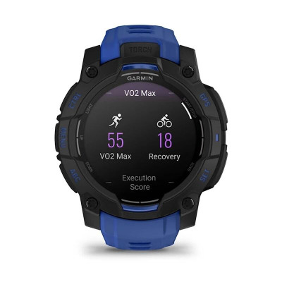 Смарт-часы Garmin Instinct 3, 45 мм, 22 мм, Bluetooth, Black with Bolt Blue, Черный с синим ремешком