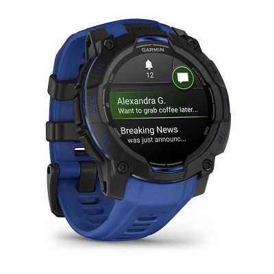 Смарт-часы Garmin Instinct 3, 45 мм, 22 мм, Bluetooth, Black with Bolt Blue, Черный с синим ремешком