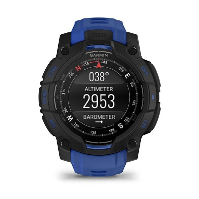 Смарт-часы Garmin Instinct 3, 45 мм, 22 мм, Bluetooth, Black with Bolt Blue, Черный с синим ремешком