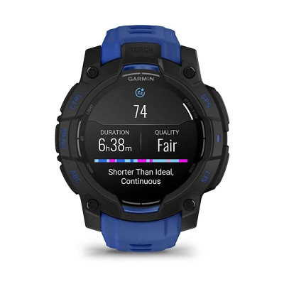 Смарт-часы Garmin Instinct 3, 45 мм, 22 мм, Bluetooth, Black with Bolt Blue, Черный с синим ремешком