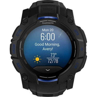 Смарт-часы Garmin Instinct 3, 50 мм, 26 мм, Bluetooth, Black / Bolt Blue, Черный с синим