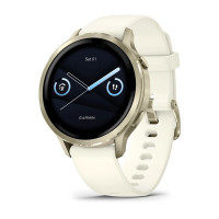 Смарт-часы Garmin Venu 4 41mm, Lunar Gold with Bone Silicone, золотистый с белым ремешком