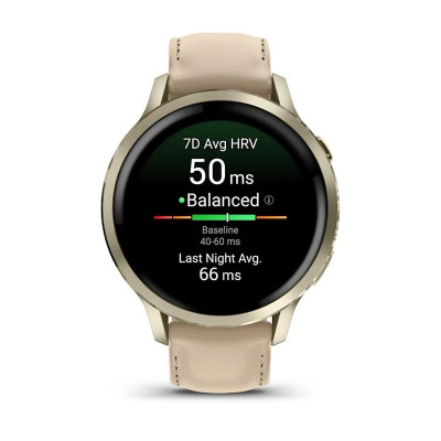 Смарт-часы Garmin Venu 4 41mm, 18 мм, Bluetooth, Lunar Gold Leather, Золотистый
