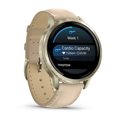 Смарт-часы Garmin Venu 4 41mm, 18 мм, Bluetooth, Lunar Gold Leather, Золотистый