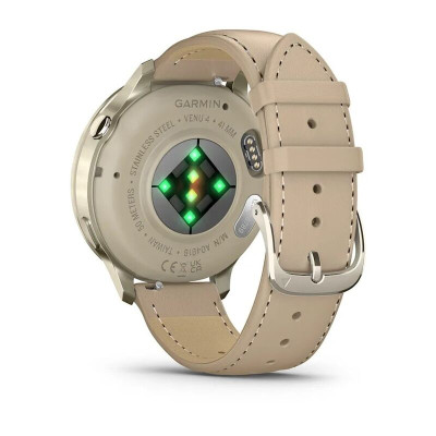 Смарт-часы Garmin Venu 4 41mm, 18 мм, Bluetooth, Lunar Gold Leather, Золотистый