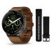 Смарт-часы Garmin Venu 4 45mm, Bluetooth, Slate Black Leather Brown, черный с коричневой кожей