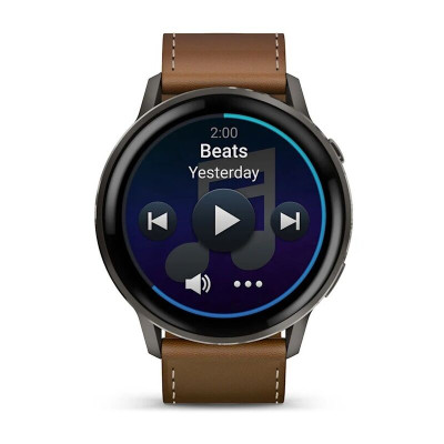 Смарт-часы Garmin Venu 4 45mm, Bluetooth, Slate Black Leather Brown, черный с коричневой кожей Смарт-часы Garmin Venu 4 45mm, Bluetooth, Slate Black Leather Brown, черный с коричневой кожей