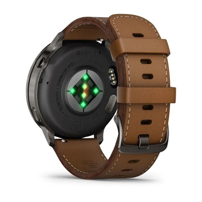 Смарт-часы Garmin Venu 4 45mm, Bluetooth, Slate Black Leather Brown, черный с коричневой кожей Смарт-часы Garmin Venu 4 45mm, Bluetooth, Slate Black Leather Brown, черный с коричневой кожей