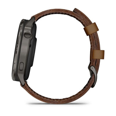 Смарт-часы Garmin Venu 4 45mm, Bluetooth, Slate Black Leather Brown, черный с коричневой кожей Смарт-часы Garmin Venu 4 45mm, Bluetooth, Slate Black Leather Brown, черный с коричневой кожей