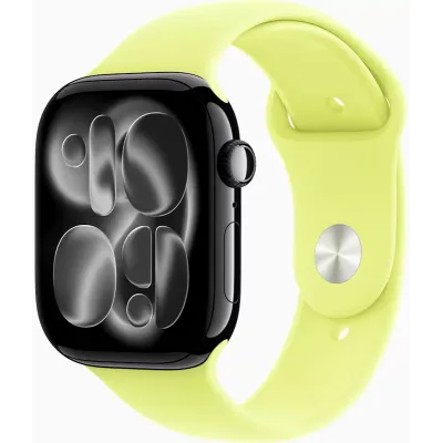 Смарт-часы Apple Watch Series 11, 46 мм, M/L, Jet Black Aluminium Case With Neon Yellow Sport Band, желтый