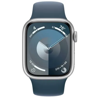 Умные часы Apple Watch Series 9 41mm Silver Aluminum Case with Storm Blue Sport Band (M/L)