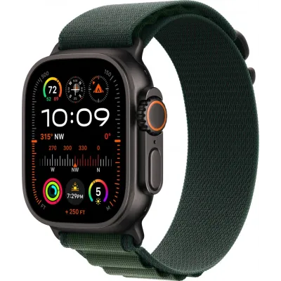 Смарт-часы Apple Watch Ultra 2 2024, 49 мм, LTE, Black Titanium Case with Dark Green Alpine Loop (L), черный титан с темно-зеленым ремешком Смарт-часы Apple Watch Ultra 2 2024, 49 мм, LTE, Black Titanium Case with Dark Green Alpine Loop (L), черный титан с темно-зеленым ремешком