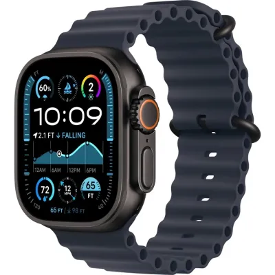 Смарт-часы Apple Watch Ultra 2 2024, 49 мм, LTE, Black Titanium Case with Navy Ocean Band, черный титан с темно-синим ремешком Смарт-часы Apple Watch Ultra 2 2024, 49 мм, LTE, Black Titanium Case with Navy Ocean Band, черный титан с темно-синим ремешком
