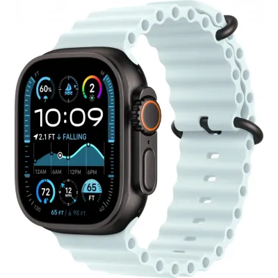 Смарт-часы Apple Watch Ultra 2 2024, 49 мм, LTE, Black Titanium Case with Ice Blue Ocean Band, черный титан с голубым ремешком Смарт-часы Apple Watch Ultra 2 2024, 49 мм, LTE, Black Titanium Case with Ice Blue Ocean Band, черный титан с голубым ремешком