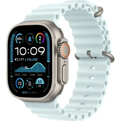 Смарт-часы Apple Watch Ultra 2 2024, 49 мм, LTE, Natural Titanium Case with Ice Blue Ocean Band, титан серый с голубым ремешком Смарт-часы Apple Watch Ultra 2 2024, 49 мм, LTE, Natural Titanium Case with Ice Blue Ocean Band, титан серый с голубым ремешком