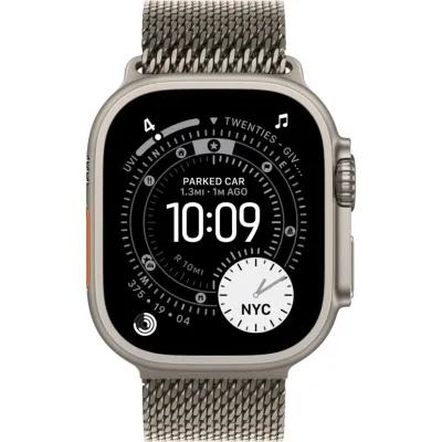 Apple Watch Ultra 3 49 мм Natural Titanium, Natural Milanese Loop (L)